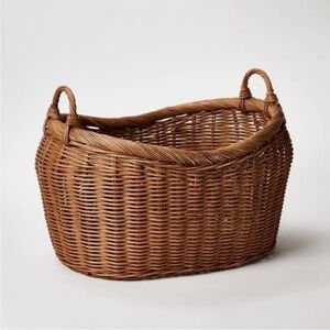 Studio McGee Large Oval Vintage French Rattan Woven Basket